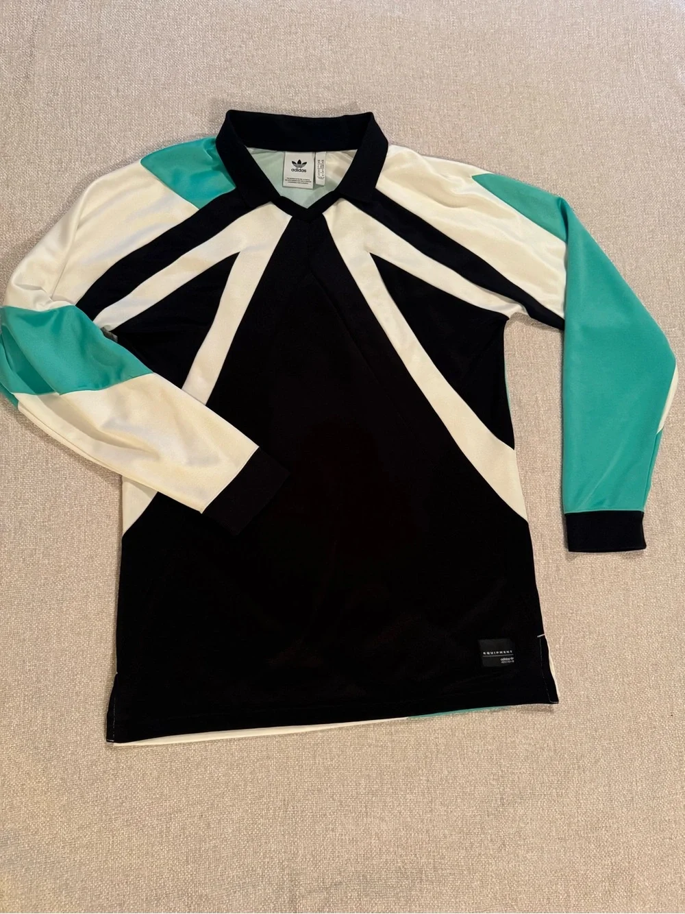 Adidas EQT 18 Black and Green Long Sleeve Shirt Medium